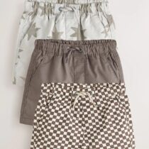 Brown/Star/Checkerboard Pull On Shorts 3 Pack 2