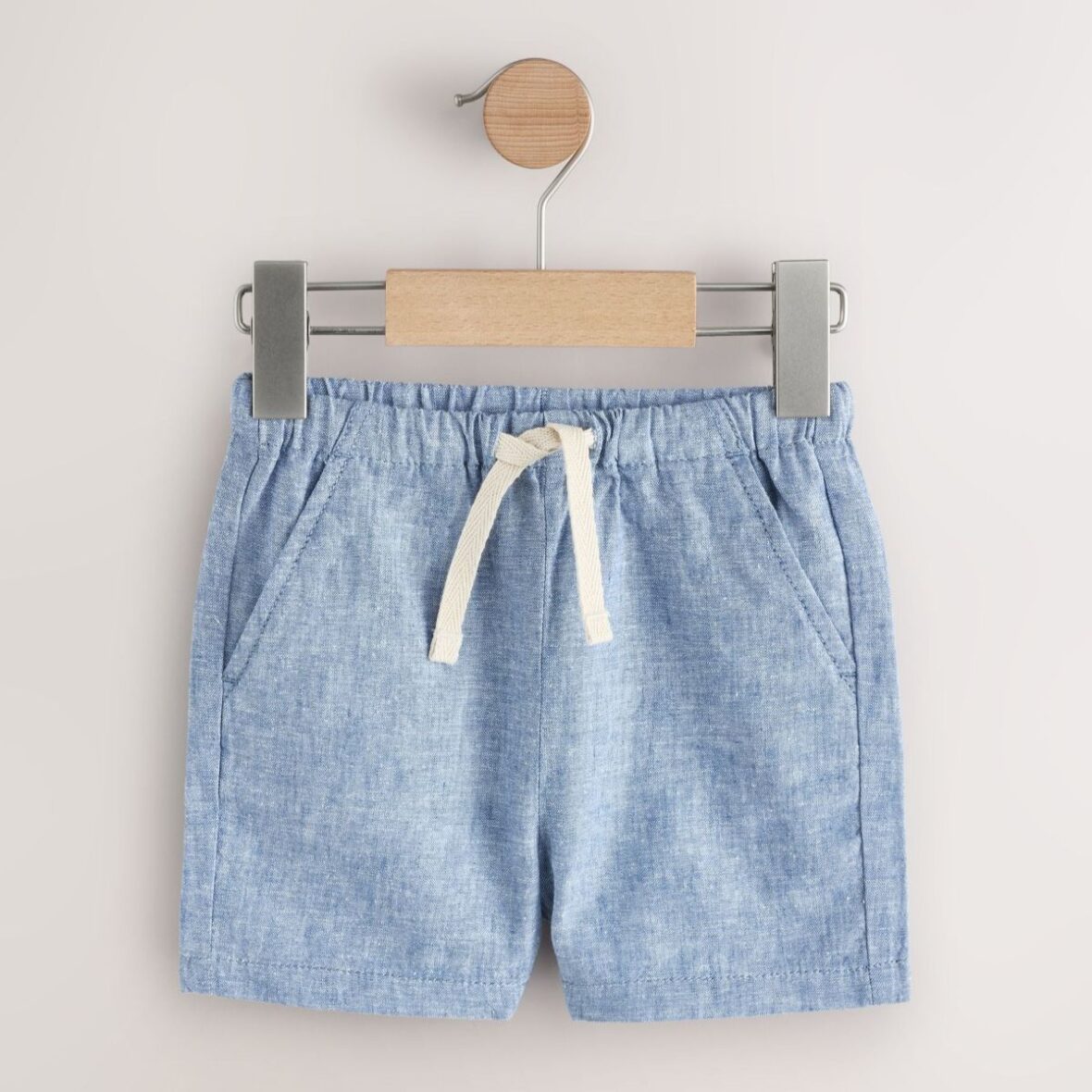 Chambray Blue Linen Blend Pull On Shorts (3mths-7yrs)