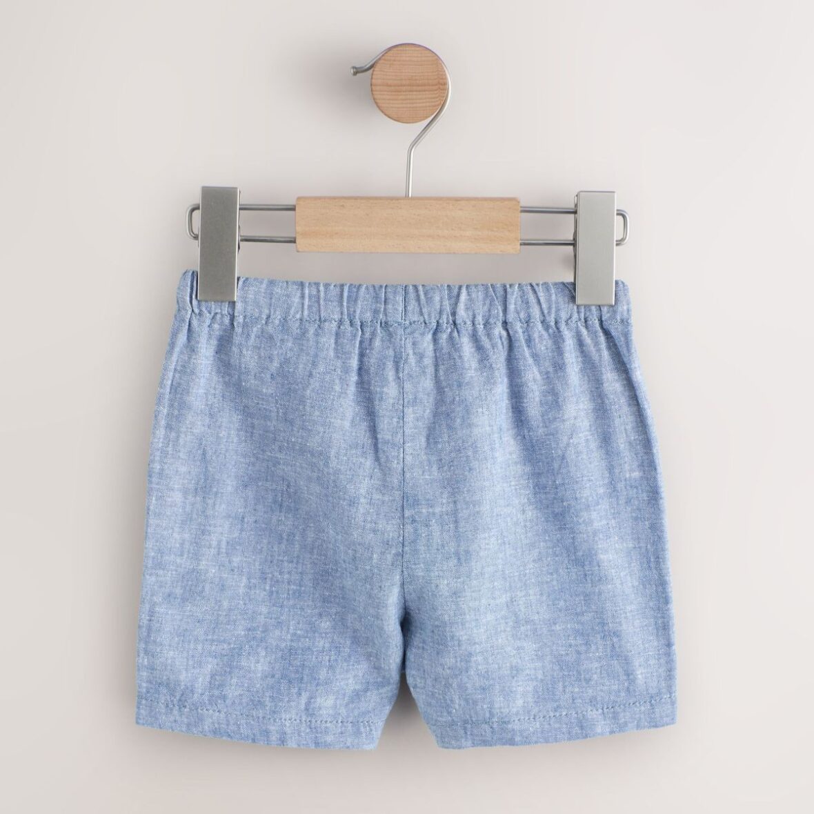 Chambray Blue Linen Blend Pull On Shorts 2