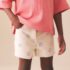 Ecru Multicolour Smiley World Regular Length Frayed Edge Denim Shorts 3