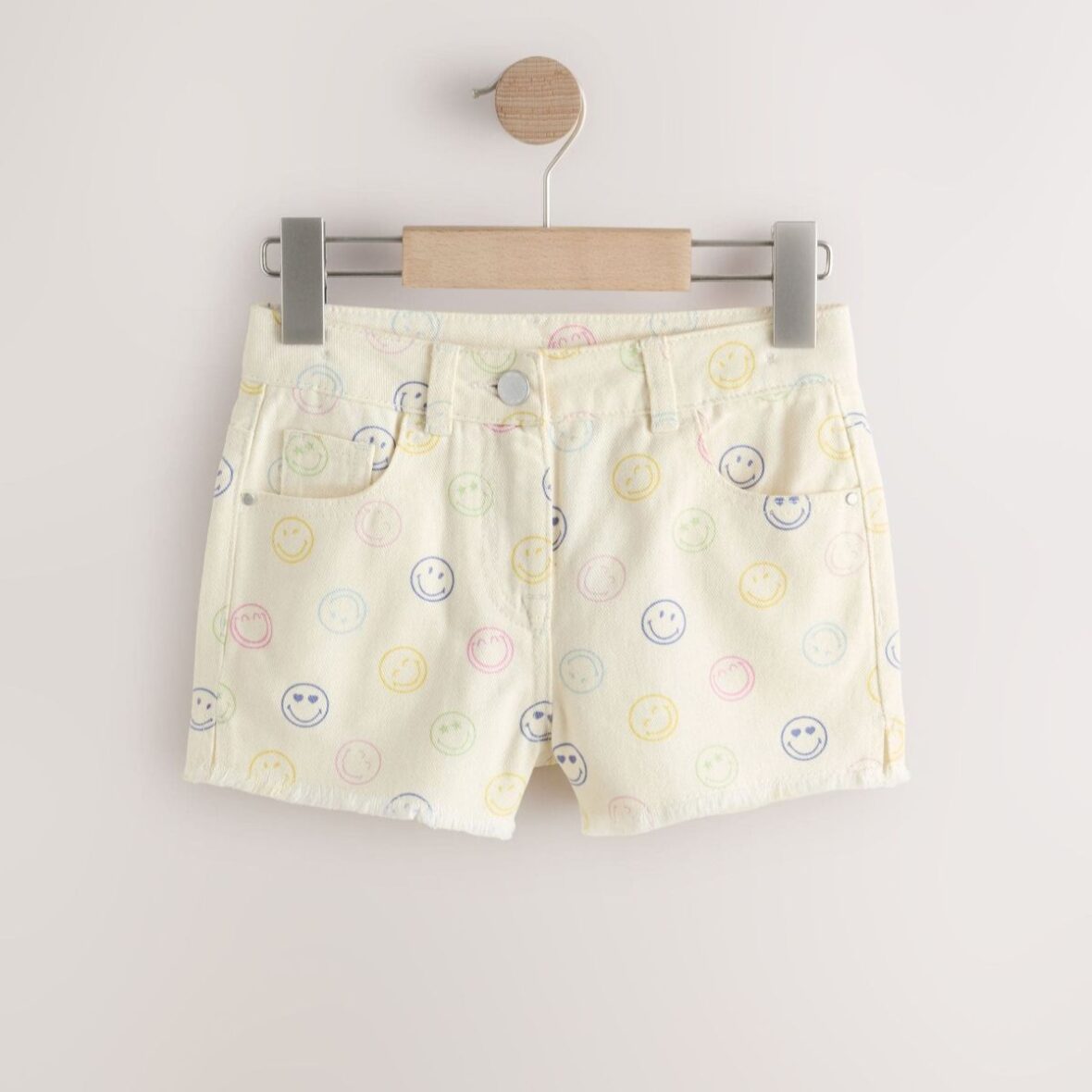 Ecru Multicolour Smiley World Regular Length Frayed Edge Denim Shorts (3-16yrs)