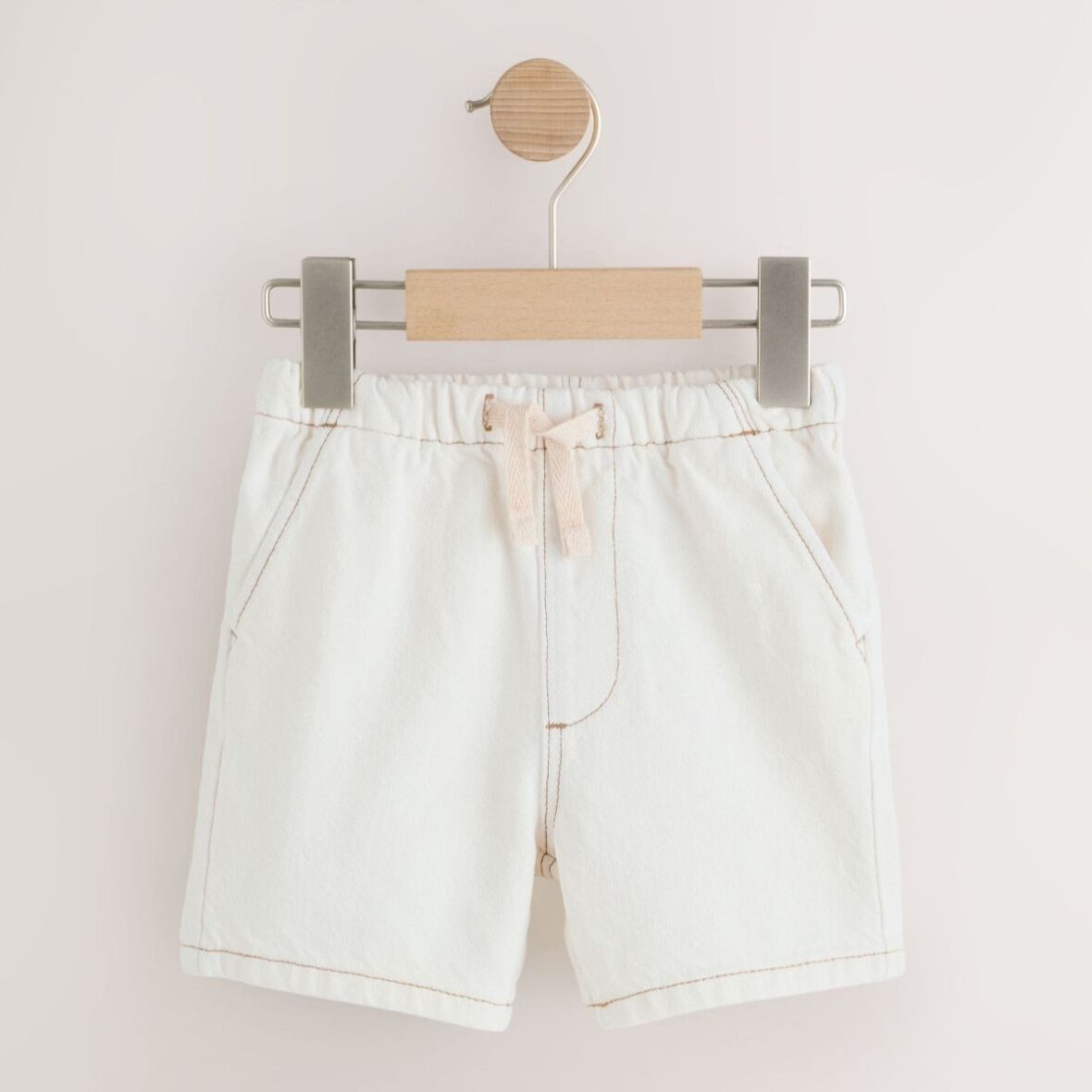 Ecru Pull On Loose Denim Shorts (3mths-7yrs)