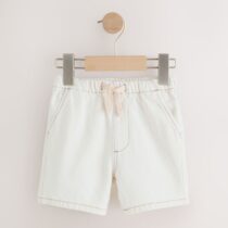 Ecru Pull On Loose Denim Shorts 4