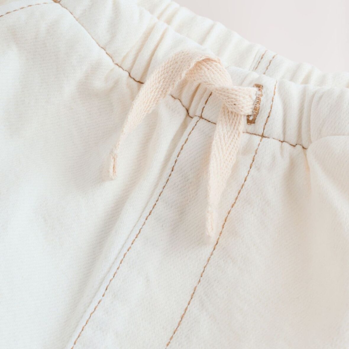 Ecru Pull On Loose Denim Shorts 4