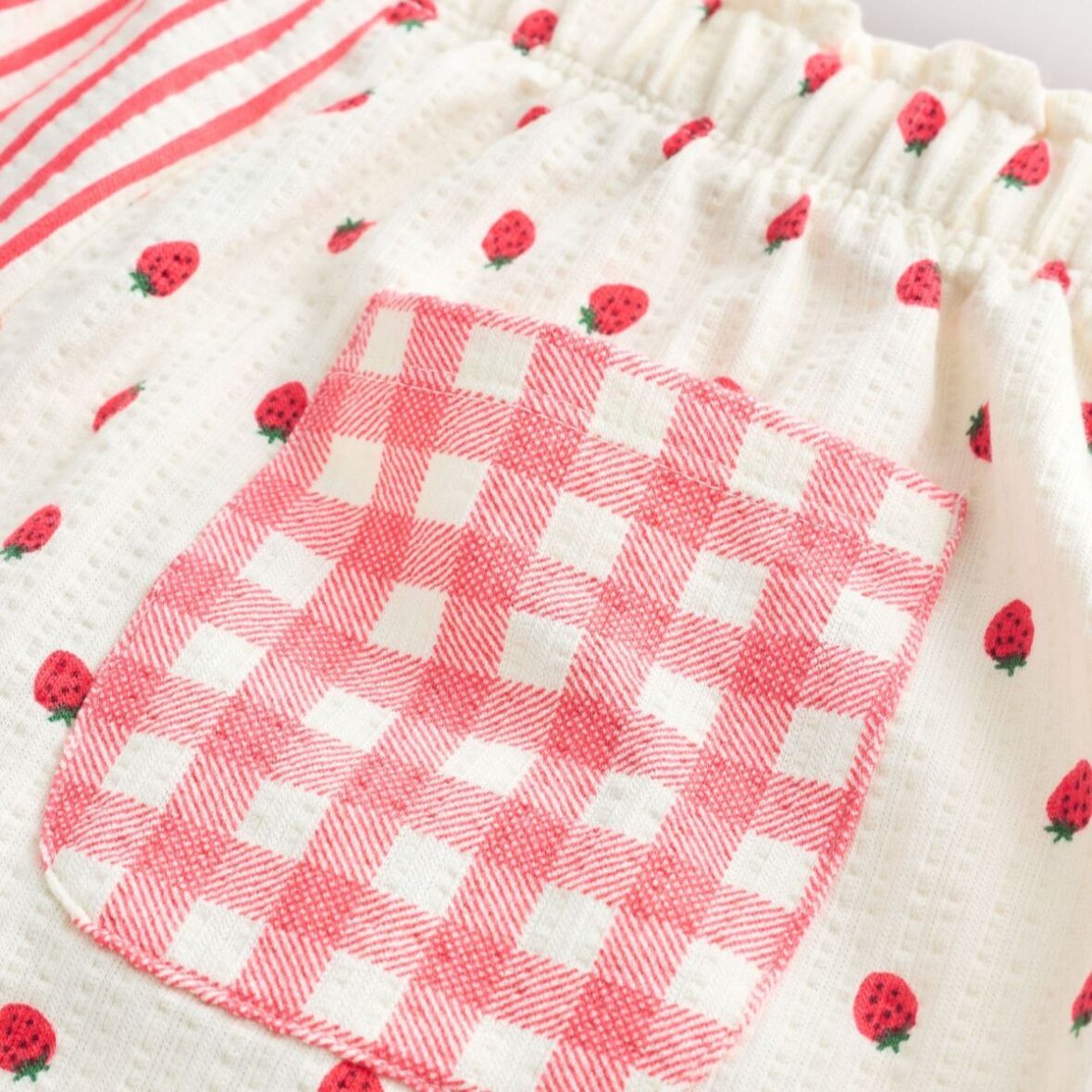 Ecru Red Stripe Strawberry Shorts 4
