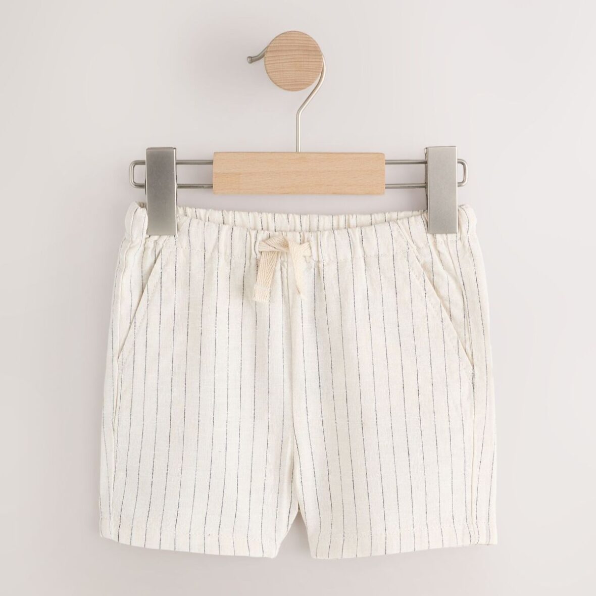 Ecru Stripe Linen Blend Pull On Shorts (3mths-7yrs)