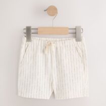 Ecru Stripe Linen Blend Pull On Shorts 3
