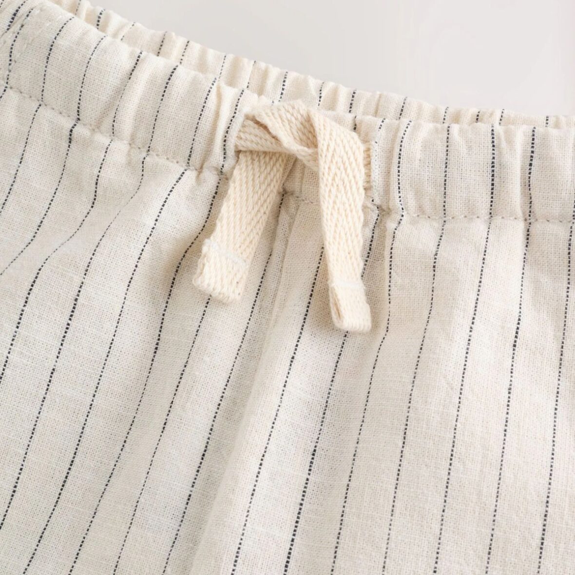 Ecru Stripe Linen Blend Pull On Shorts 4