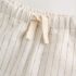 Ecru Stripe Linen Blend Pull On Shorts 1