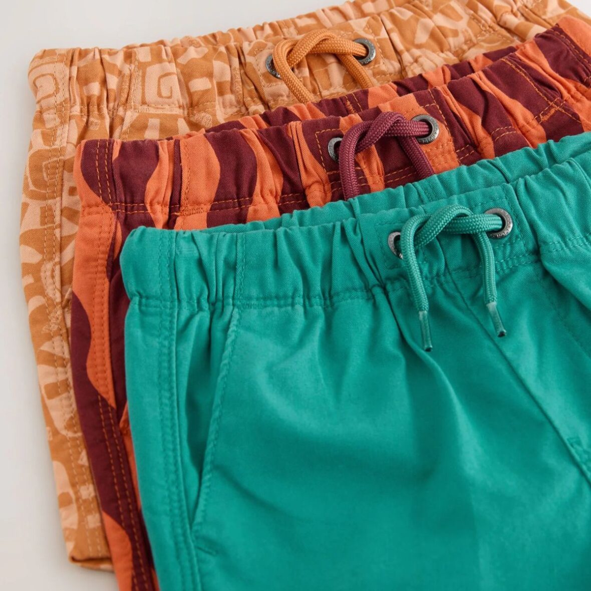 Green Orange Stripe Pull On Shorts 3 Pack 4