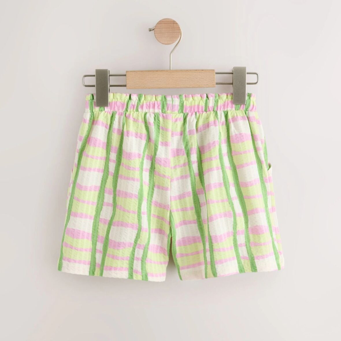 Green Pink Check Textured Shorts 3