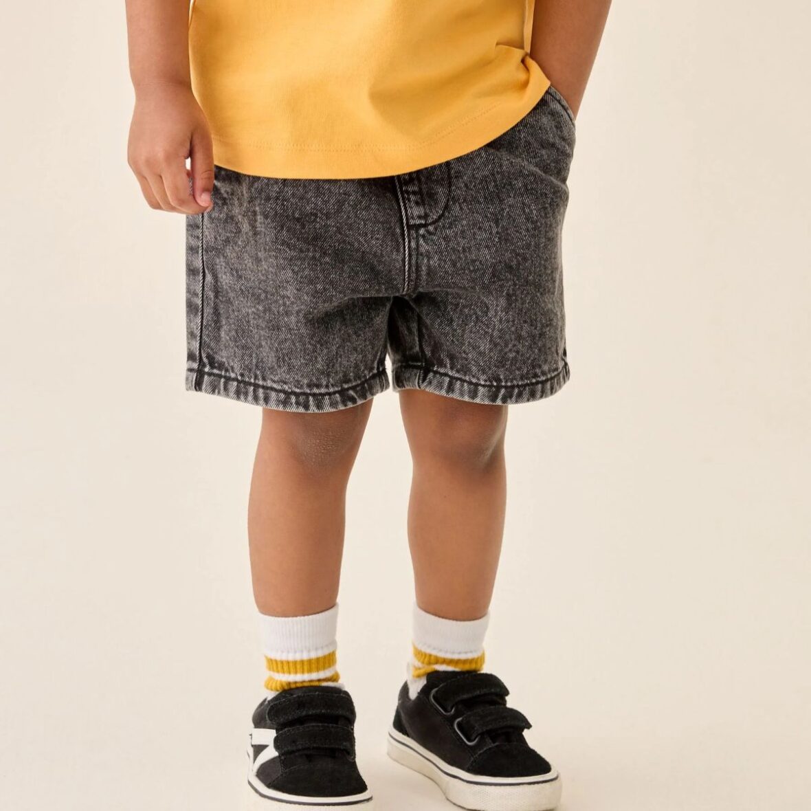 Grey Pull On Loose Denim Shorts 1