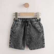 Grey Pull On Loose Denim Shorts 1