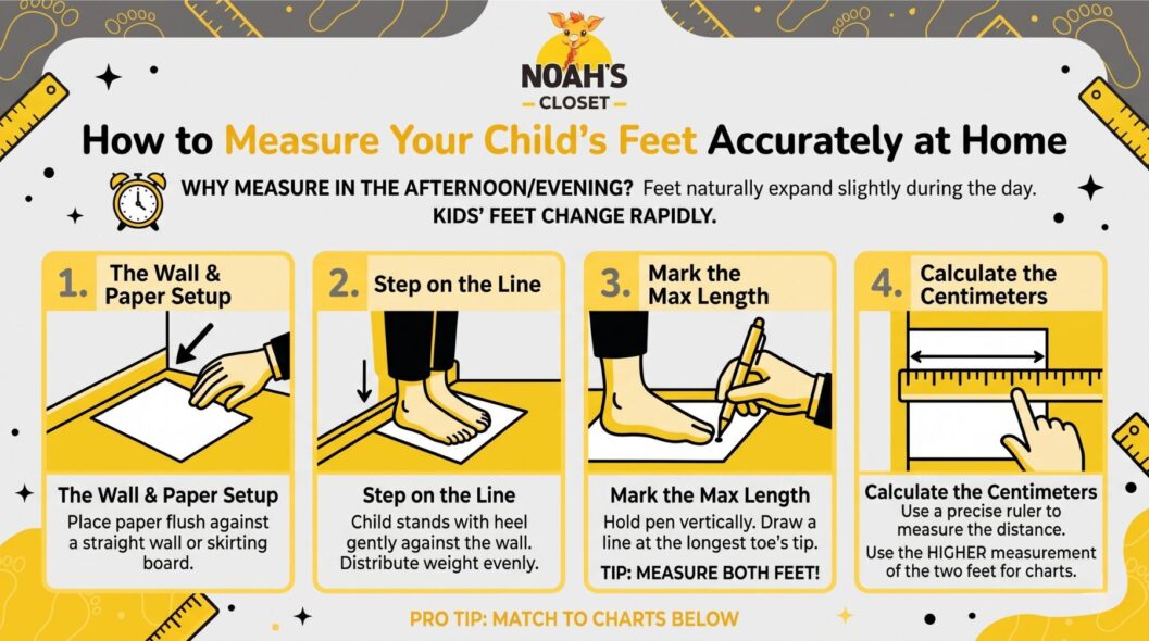 How to Measure Your Child’s Feet steps