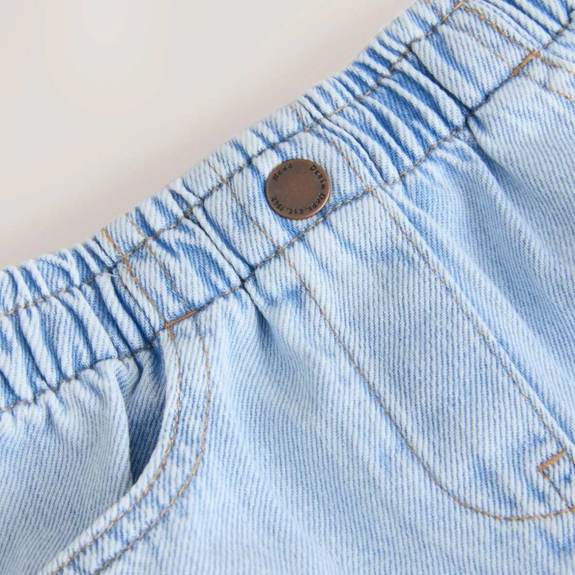 Light Blue Pull On Denim Shorts 4