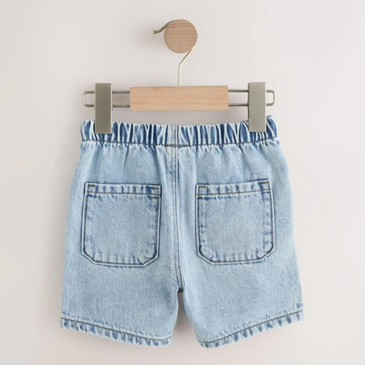 Light Blue Pull On Loose Denim Shorts 3