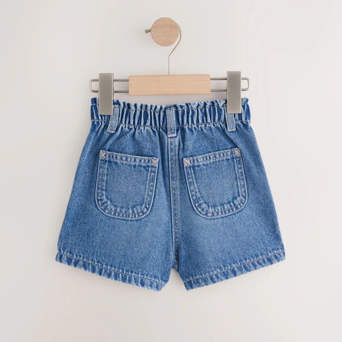 Mid Blue Denim Embroidered Flower Pull On Denim Shorts 3