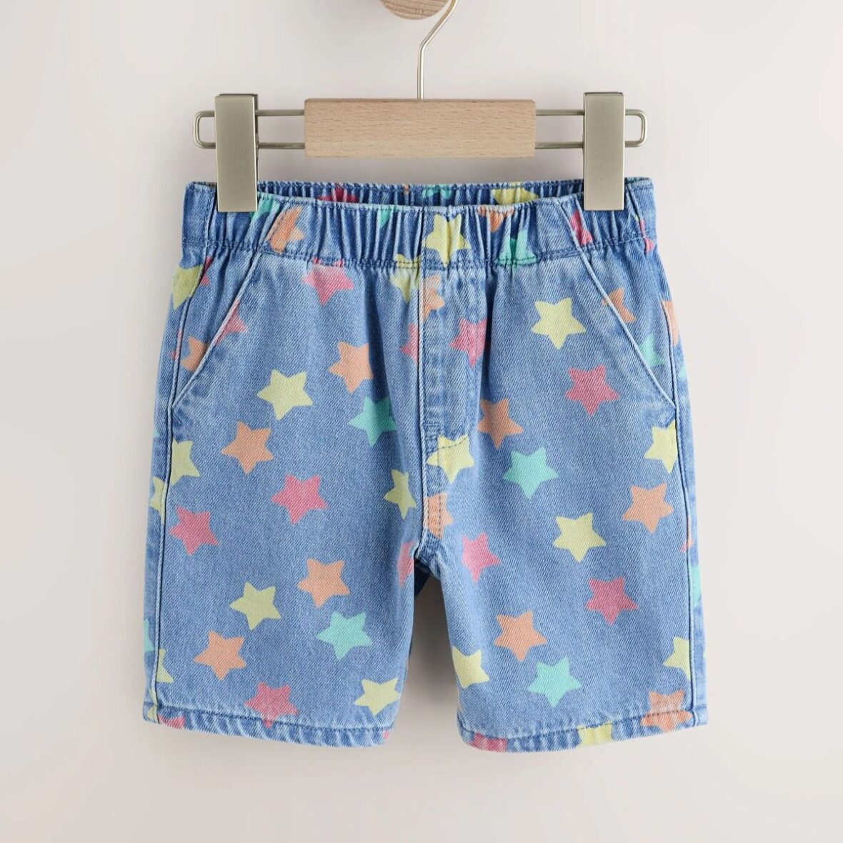 Mid Blue Denim Star Pull On Loose Denim Shorts (3mths-7yrs)