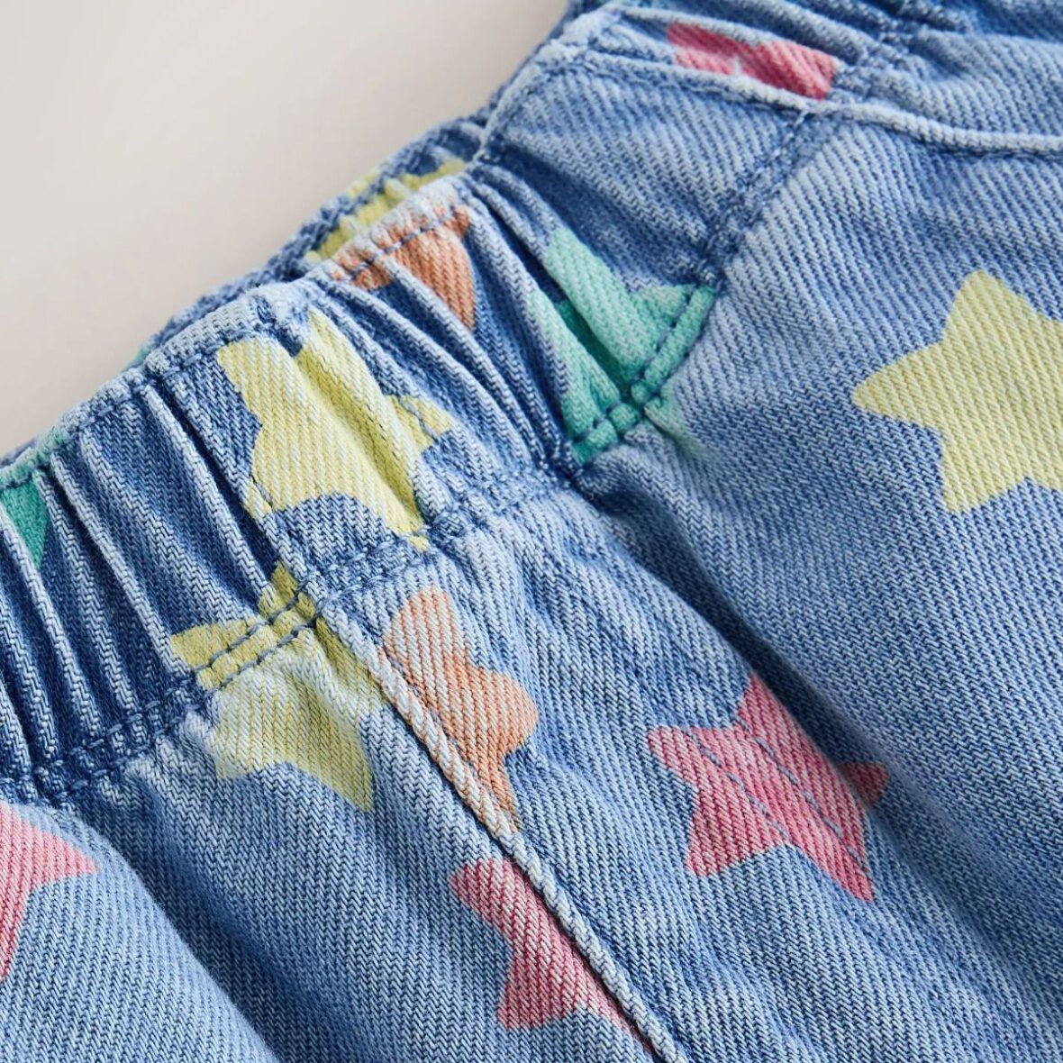 Mid Blue Denim Star Pull On Loose Denim Shorts 4