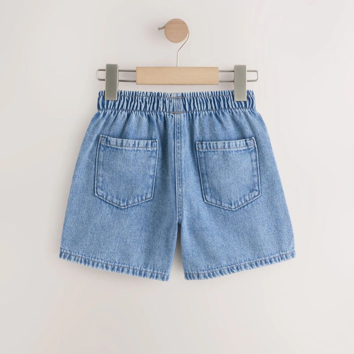 Mid Blue Pull On Denim Shorts 3