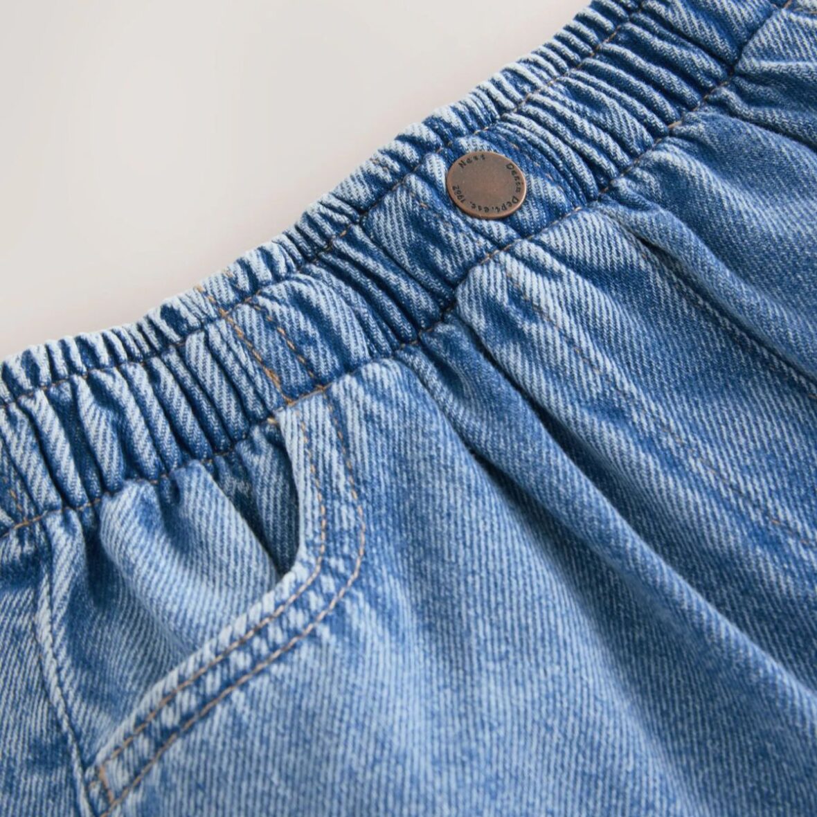Mid Blue Pull On Denim Shorts 4