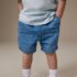 Mid Blue Pull On Loose Denim Shorts 3