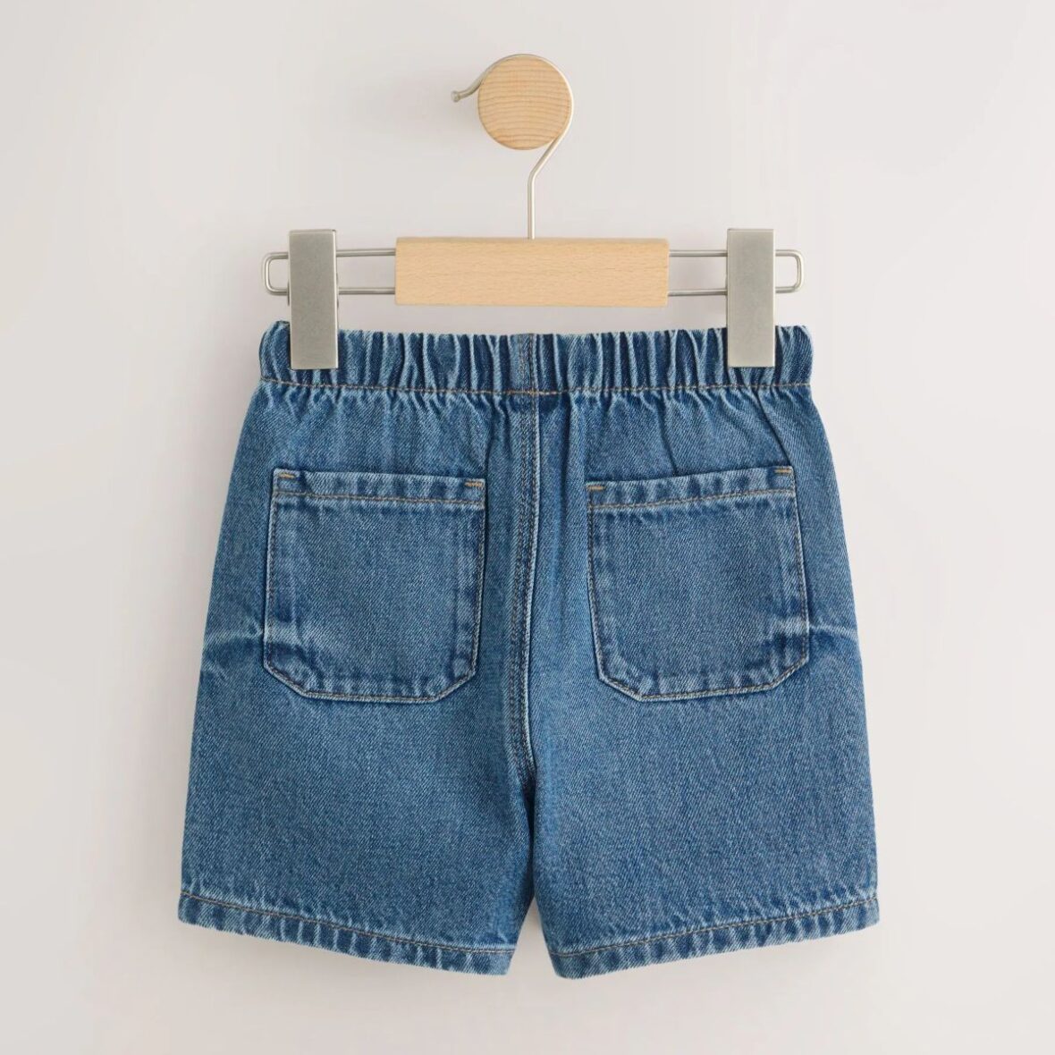 Mid Blue Pull On Loose Denim Shorts 3
