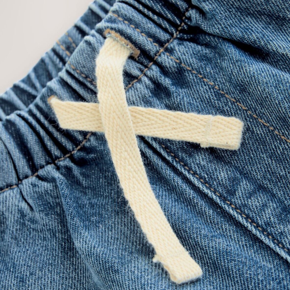 Mid Blue Pull On Loose Denim Shorts 4