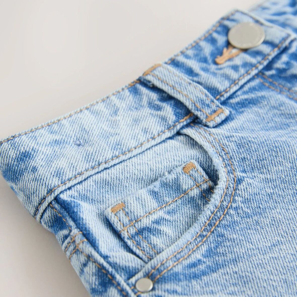 Mid Blue Regular Length Frayed Edge Denim Shorts 3
