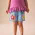 Mid Denim Crochet Flower Pull On Denim Shorts 2