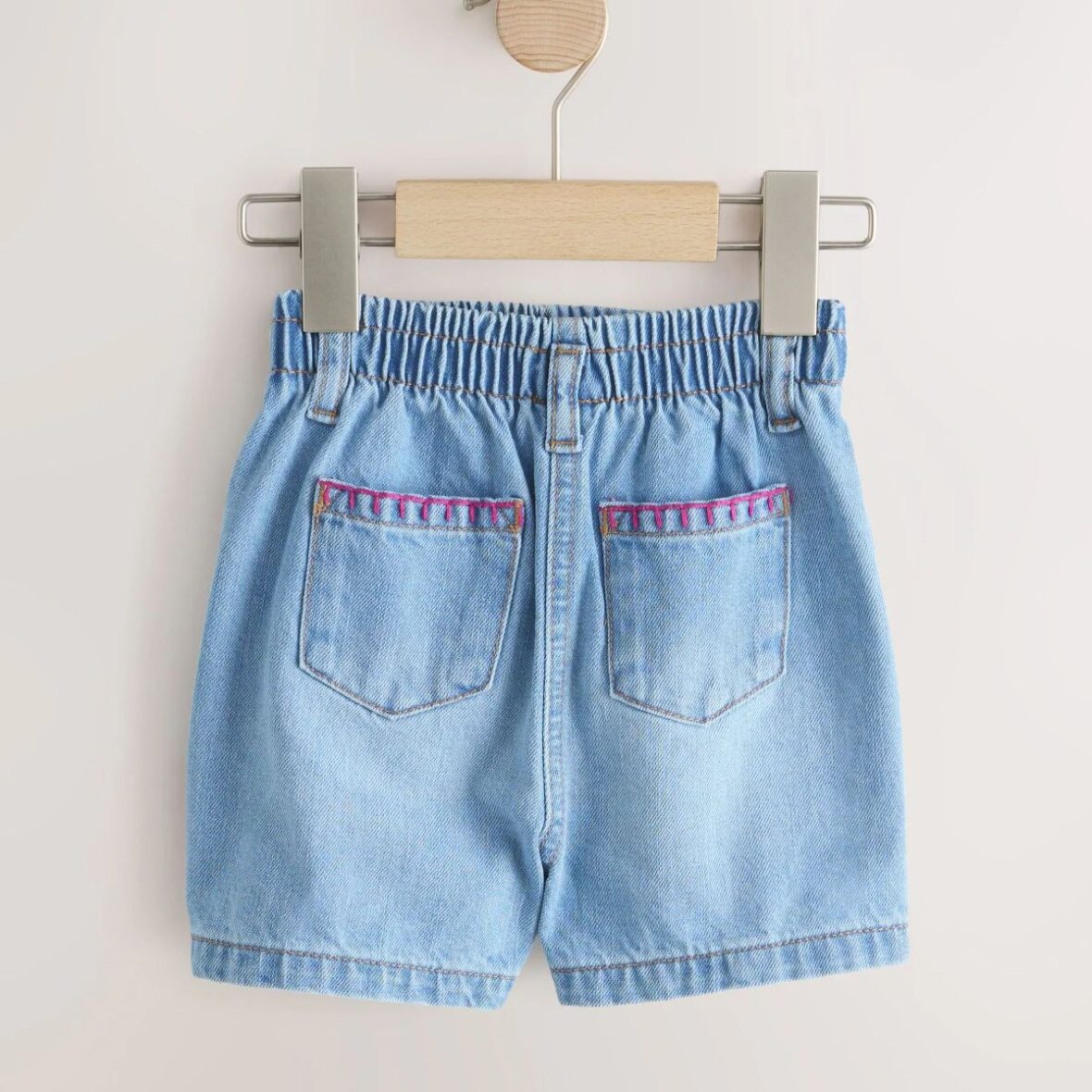 Mid Denim Crochet Flower Pull On Denim Shorts 3