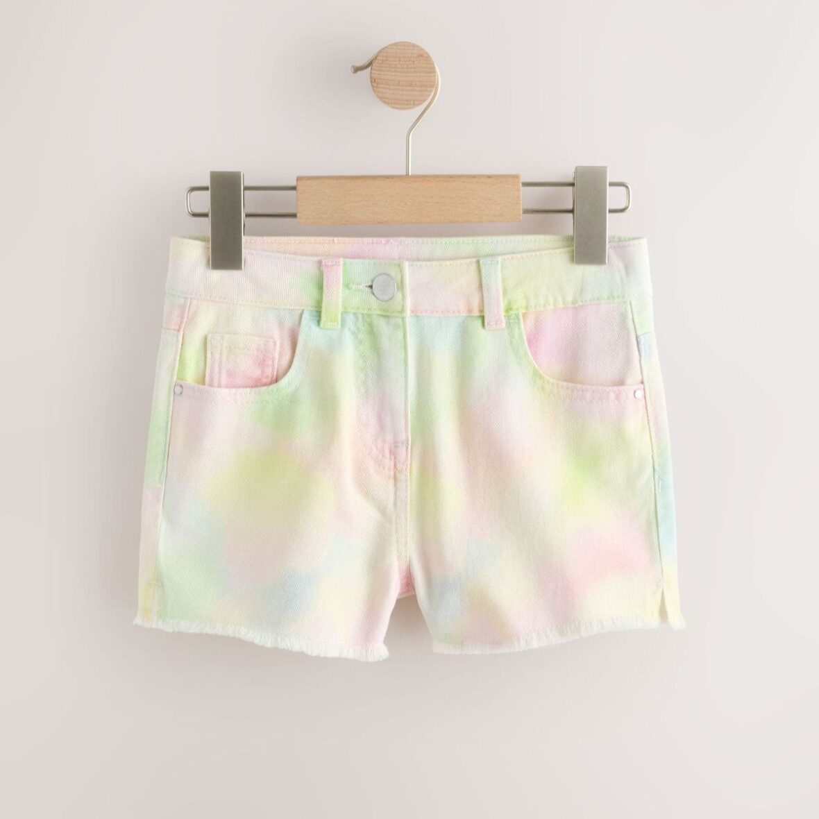 Multi Rainbow Ombre Regular Length Frayed Edge Denim Shorts (3-16yrs)