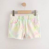Multi Rainbow Ombre Regular Length Frayed Edge Denim Shorts 4