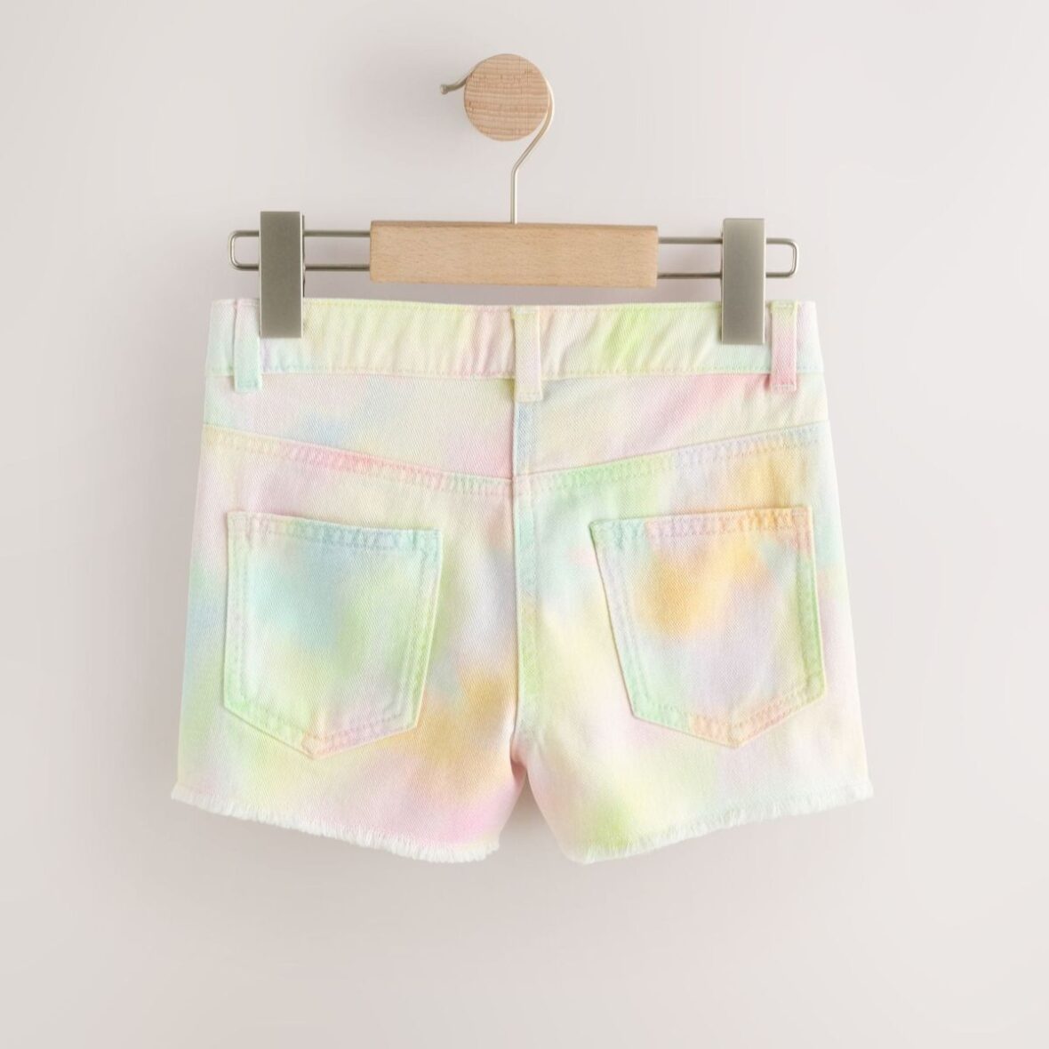 Multi Rainbow Ombre Regular Length Frayed Edge Denim Shorts 2