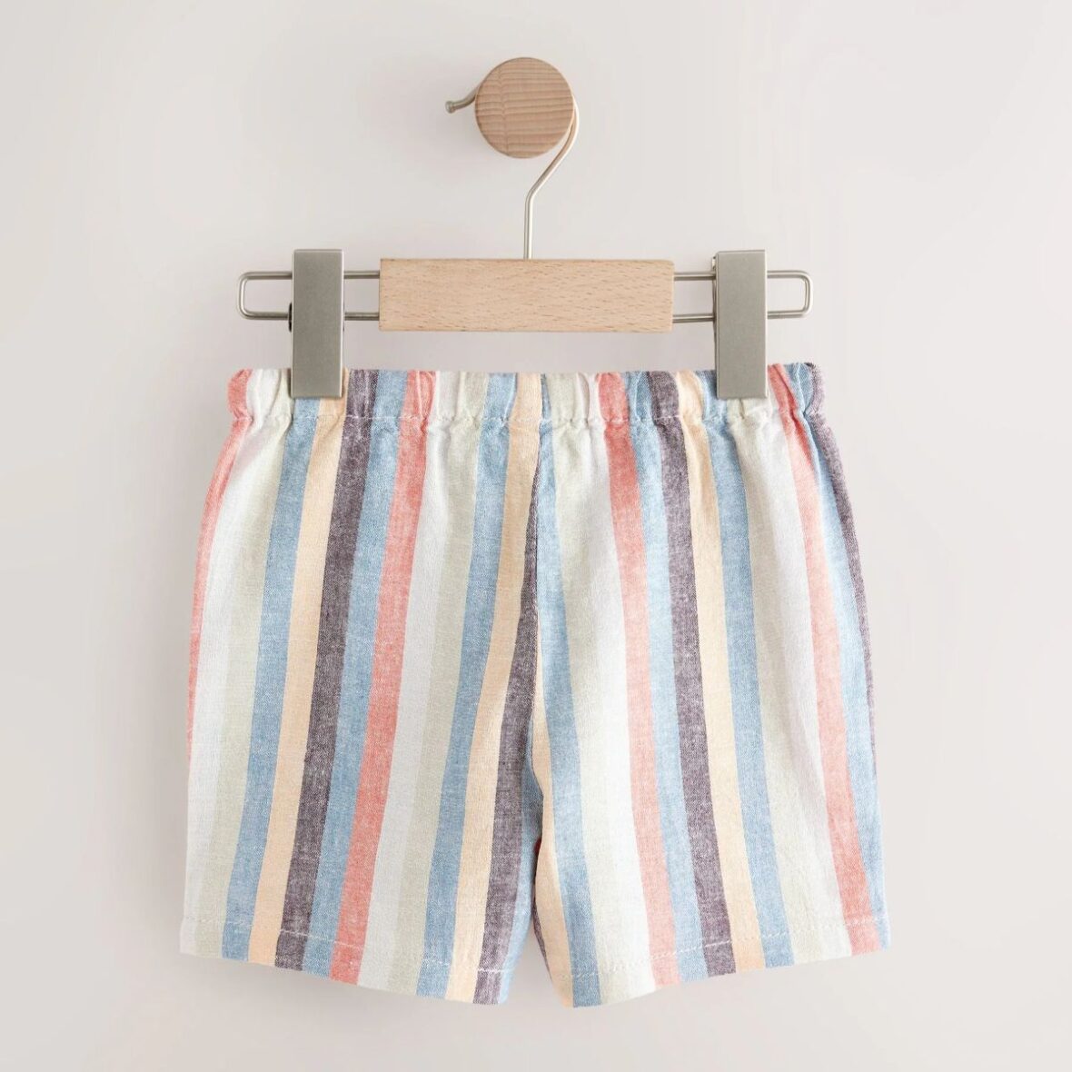 Multi Stripe Linen Blend Pull On Shorts 3