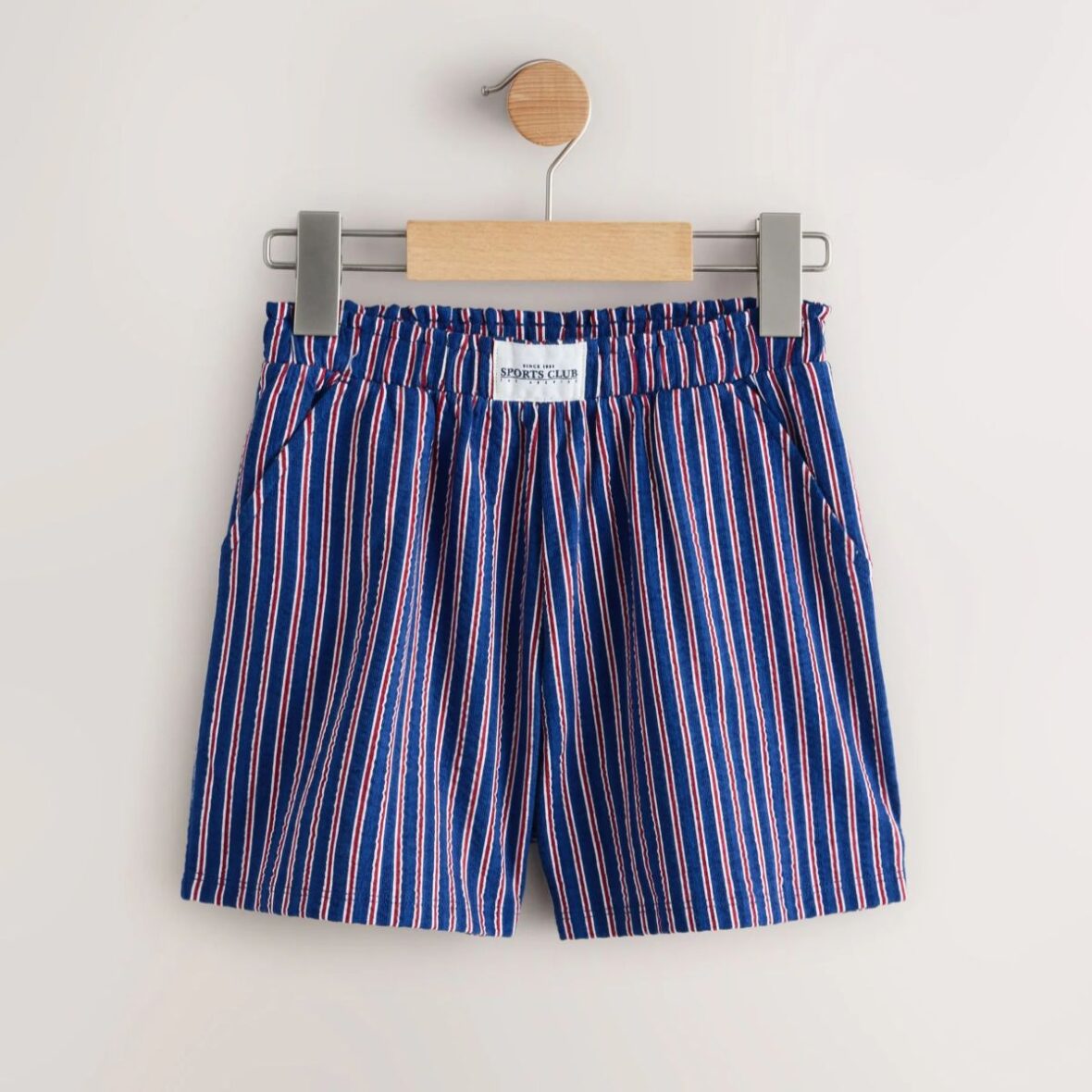 Navy/Red Stripe Textured Shorts (3-16yrs)