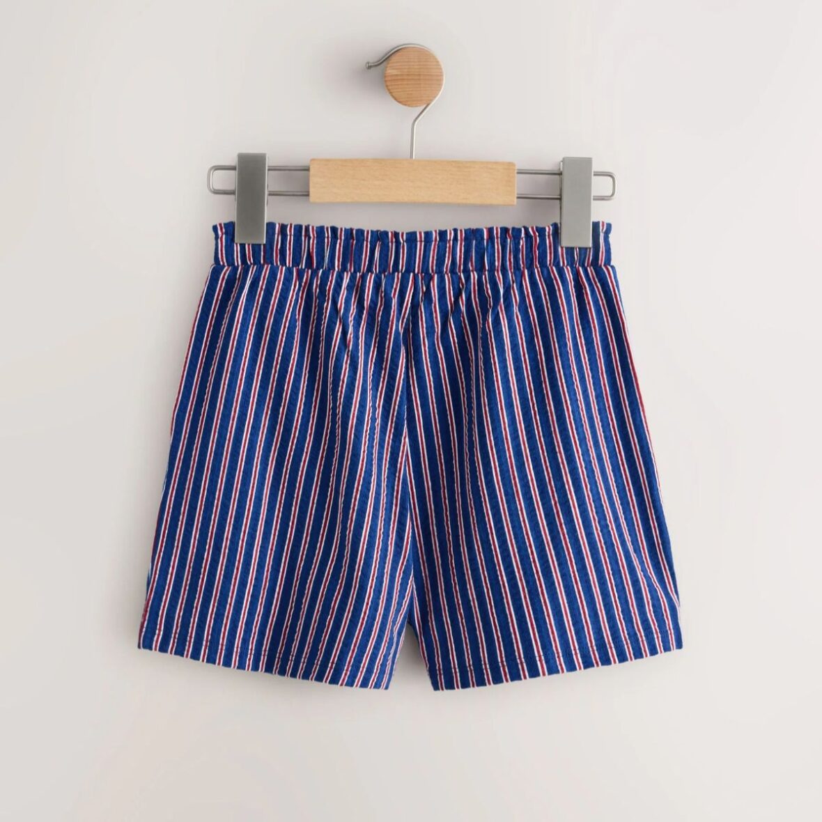 Navy Red Stripe Textured Shorts 3