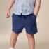 Navy Stripe Linen Blend Pull On Shorts 4