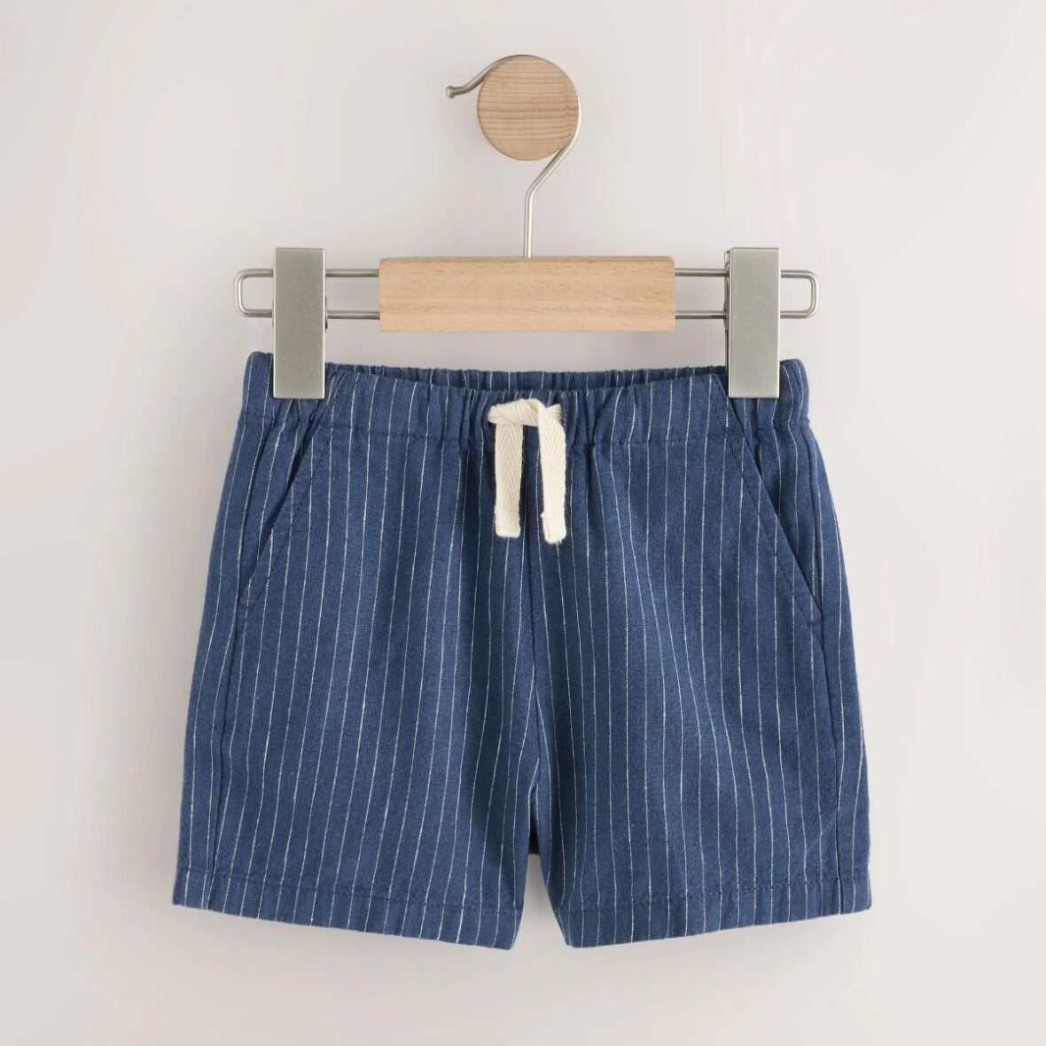 Navy Stripe Linen Blend Pull On Shorts (3mths-7yrs)
