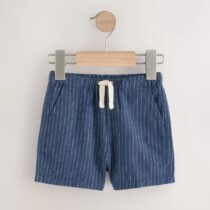 Navy Stripe Linen Blend Pull On Shorts 1