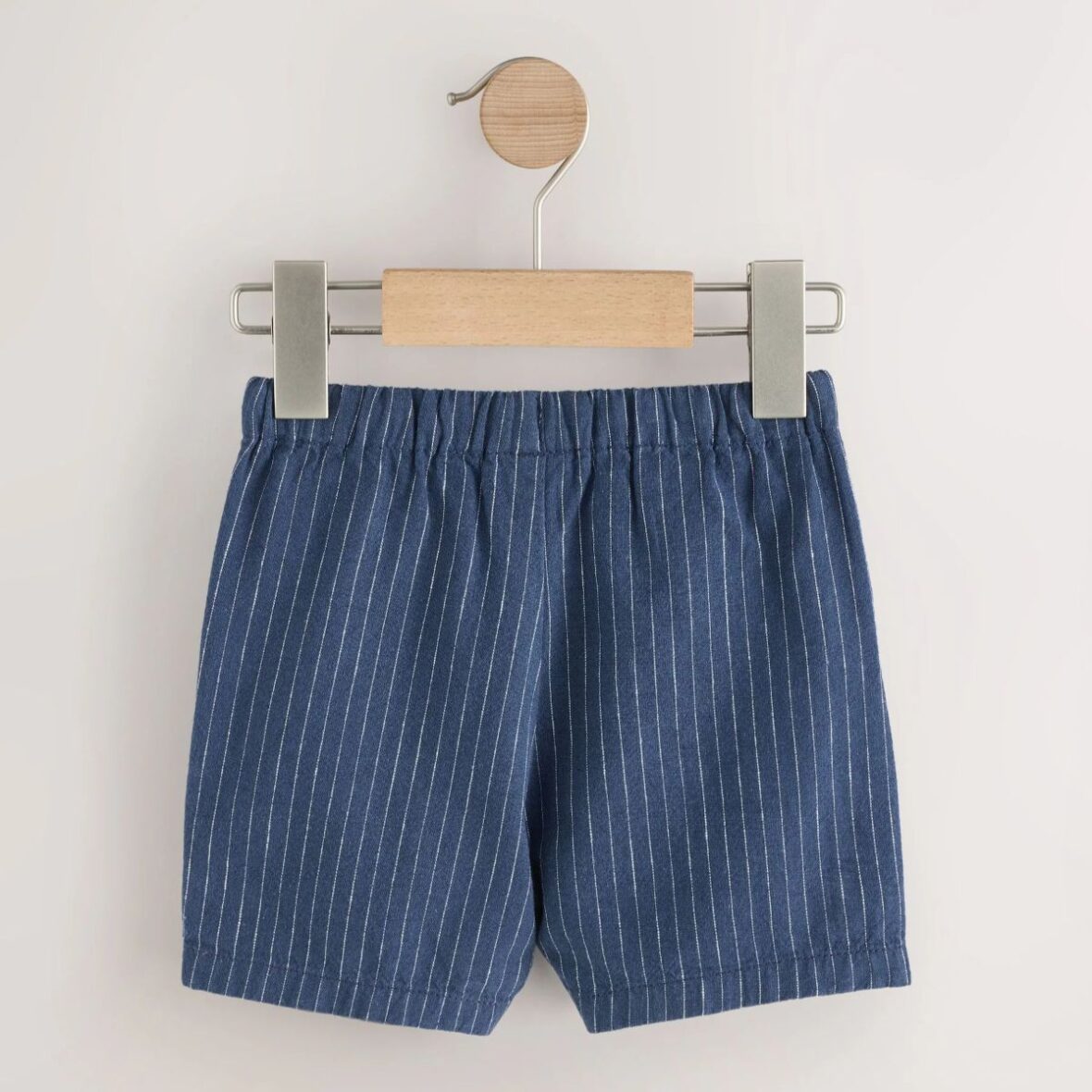 Navy Stripe Linen Blend Pull On Shorts 3