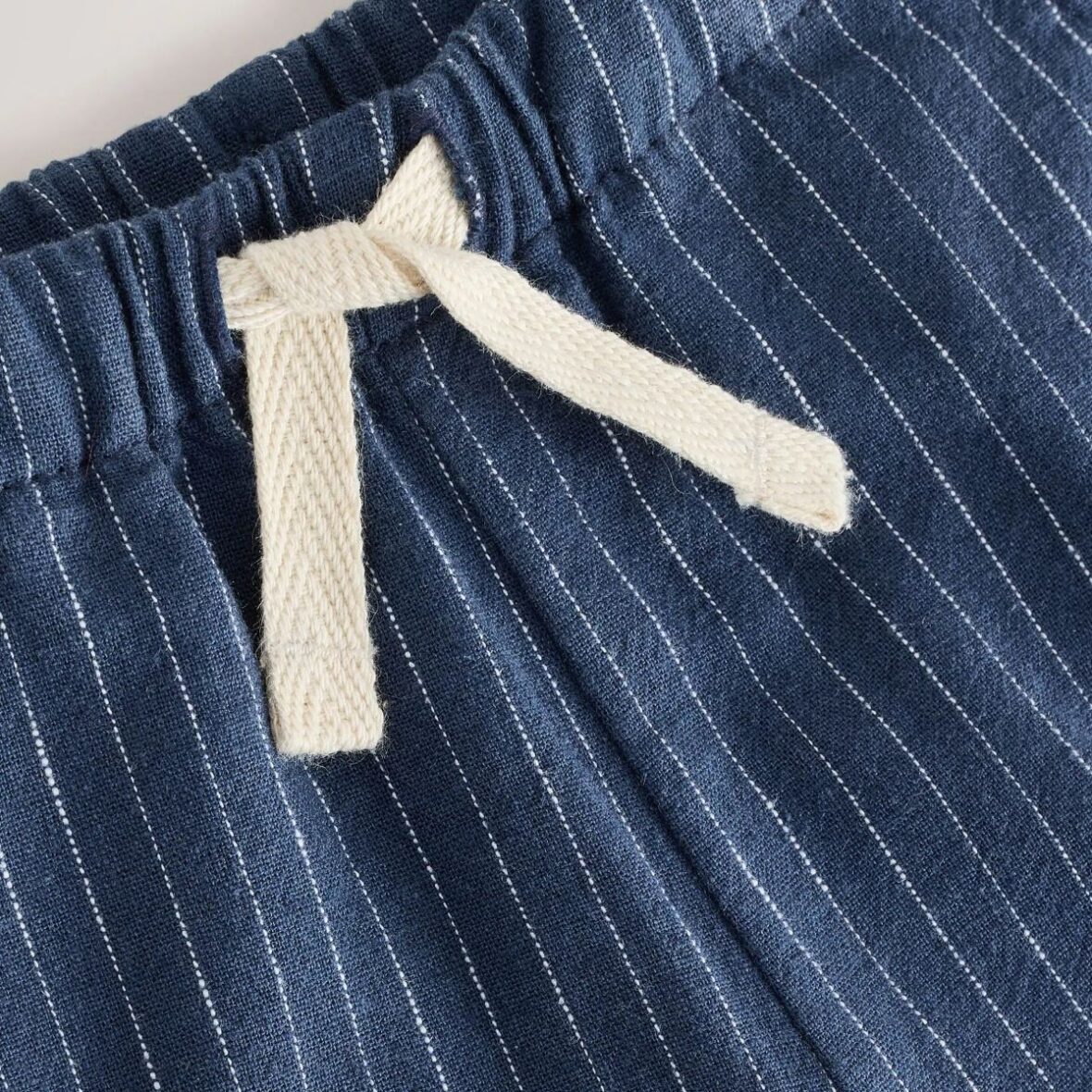Navy Stripe Linen Blend Pull On Shorts 4
