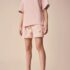 Pink Flower Textured Shorts 3