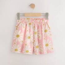 Pink Flower Textured Shorts 4