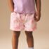 Pink Graffiti Print Pull On Denim Shorts 4