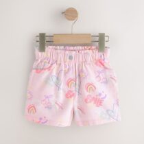 Pink Graffiti Print Pull On Denim Shorts 1
