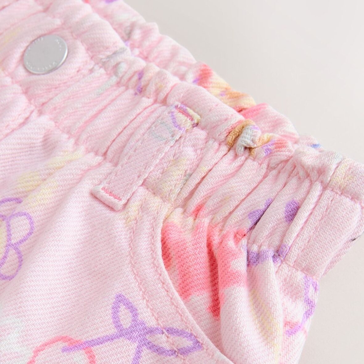 Pink Graffiti Print Pull On Denim Shorts 4
