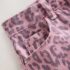 Pink Leopard Animal Print Regular Length Frayed Edge Denim Shorts 2