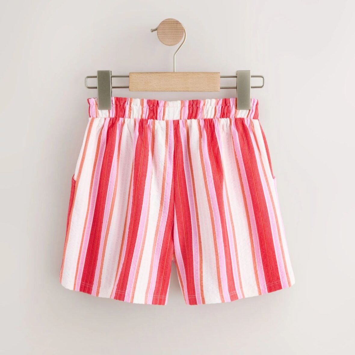 Red Pink Stripe Textured Shorts 3