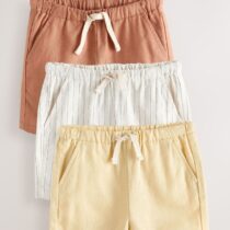 Rust Orange/Yellow/Stripe Linen Blend Shorts 3 Pack 2